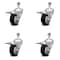 Service Caster 3 Inch Black Polyurethane Swivel 1/2 Inch Stem Caster Set with Total Lock Brake SCC-TSTTL20S314-PPUB-BLK-121315-4 - alternate 1